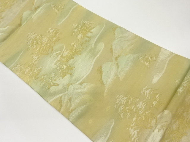 山並みに樹木模様織出し袋帯